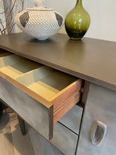 Load image into Gallery viewer, Mid Century Hand Painted Cabinet | Vintage Sideboard | Earthy Tones Bronze Finish | Retro Furniture