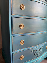Load image into Gallery viewer, Vintage chest of drawers, hand painted turquoise, blue & teal