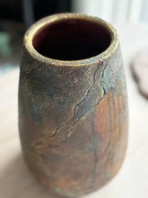Load image into Gallery viewer, Hand Painted Earthenware Vase with Textured Patina | Rustic Modern Ceramic Vessel | One of a Kind Home Decor