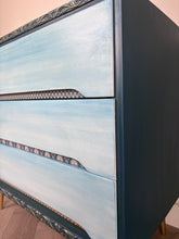 Load image into Gallery viewer, Mid century chest of drawers, blue & teal boho style
