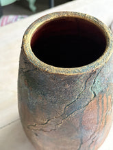 Load image into Gallery viewer, Hand Painted Earthenware Vase with Textured Patina | Rustic Modern Ceramic Vessel | One of a Kind Home Decor