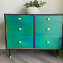 Load image into Gallery viewer, Mid-century low chest of drawers, dresser, green