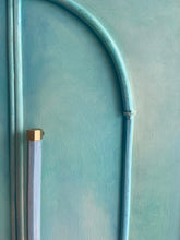 Load image into Gallery viewer, Art Deco small oak wardrobe with drawers, turquoise