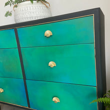 Load image into Gallery viewer, Mid-century low chest of drawers, dresser, green
