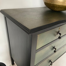 Load image into Gallery viewer, Vintage mahogany chest of drawers, black bronze/green
