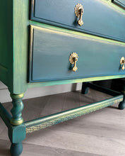 Load image into Gallery viewer, Vintage Hand Painted Chest of Drawers | 1930s Antique Dresser | Upcycled Teal Green Statement Furniture