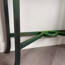 Load image into Gallery viewer, Hand Painted Vintage Console Table – Deep Green & Gold