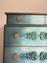 Load image into Gallery viewer, Vintage Stag chest of drawers, hand painted teal