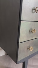 Load and play video in Gallery viewer, Mid century chest of drawers, bronze, dark green