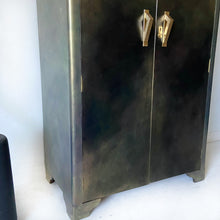 Load image into Gallery viewer, Vintage tallboy/gentleman’s wardrobe bronze and gold
