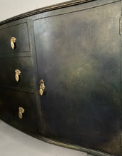 Load image into Gallery viewer, Vintage sideboard with ball & claw feet. Black, bronze and green.