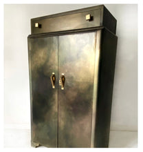 Load image into Gallery viewer, Vintage tallboy/gentleman’s wardrobe bronze and gold