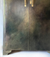 Load image into Gallery viewer, Vintage tallboy/gentleman’s wardrobe bronze and gold