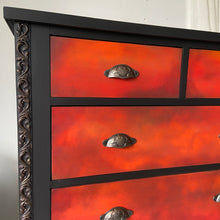 Load image into Gallery viewer, Large chest of drawers, red, orange &amp; black
