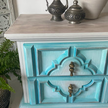 Load image into Gallery viewer, Small set of drawers, bedside cabinet, turquoise
