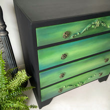 Load image into Gallery viewer, Mid century chest of drawers, black &amp; green
