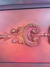 Load image into Gallery viewer, Vintage Stag Chest of Drawers Hand Painted Boho Blends, Orange &amp; Red
