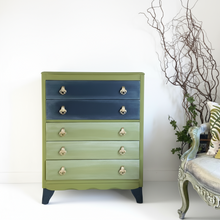 Load image into Gallery viewer, Lebus vintage chest of drawers, green and black
