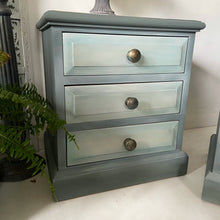 Load image into Gallery viewer, Pine bedside drawers, pair, painted green
