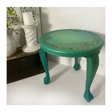 Load image into Gallery viewer, Carved side table, Indian style, painted green
