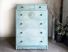 Load image into Gallery viewer, Vintage Stag Chest Of Drawers, Hand Painted Mint Green Blends
