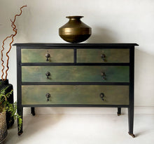 Load image into Gallery viewer, Vintage mahogany chest of drawers, black bronze/green
