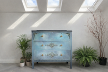 Load image into Gallery viewer, Hand Painted Vintage Chest of Drawers Blue Ombre | Upcycled Oak Dresser | Boho Storage Furniture
