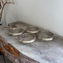Load image into Gallery viewer, Vintage Italian Silver-Plated &amp; Glass Coasters, Retro, Set of 4
