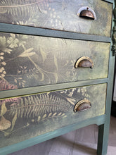 Load image into Gallery viewer, Hand Painted Edwardian Chest of Drawers | Green Botanical Vintage Drawers | Rustic Painted Bedroom Storage | One of a Kind Furniture
