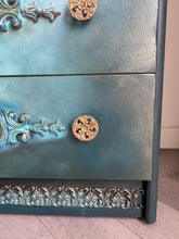 Load image into Gallery viewer, Vintage Stag chest of drawers, hand painted teal
