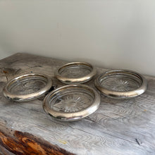 Load image into Gallery viewer, Vintage Italian Silver-Plated &amp; Glass Coasters, Retro, Set of 4
