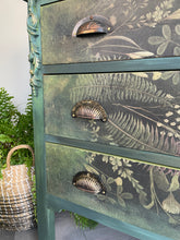 Load image into Gallery viewer, Hand Painted Edwardian Chest of Drawers | Green Botanical Vintage Drawers | Rustic Painted Bedroom Storage | One of a Kind Furniture
