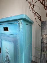 Load image into Gallery viewer, Hand-Painted Oak Sideboard | Boho Azure Blended Cabinet, Coastal Blue Storage Cupboard
