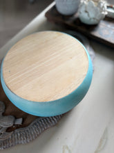 Load image into Gallery viewer, Turquoise Wooden Bowl Hand Painted Fruit Bowl Rustic Farmhouse Decor Carved Wood Centerpiece Boho Kitchen Table Decor Gift
