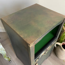 Load image into Gallery viewer, Mid century bedside cabinet, bronze green
