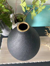 Load image into Gallery viewer, Vintage textured vase, hand painted black
