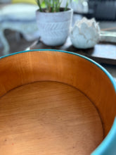 Load image into Gallery viewer, Turquoise Wooden Bowl Hand Painted Fruit Bowl Rustic Farmhouse Decor Carved Wood Centerpiece Boho Kitchen Table Decor Gift
