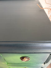 Load image into Gallery viewer, Hand Painted Vintage Chest of Drawers, Forest Green Furniture, Ornate Detail, One of a Kind
