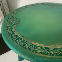 Load image into Gallery viewer, Carved side table, Indian style, painted green
