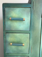 Load image into Gallery viewer, Compact Oak Wardrobe, Hand Painted Green, Vintage
