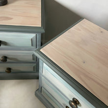 Load image into Gallery viewer, Pine bedside drawers, pair, painted green
