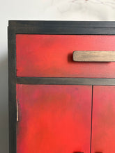 Load image into Gallery viewer, Art Deco Style Cabinet | Hand Painted Red, Orange &amp; Bronze Storage Cupboard
