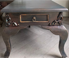 Load image into Gallery viewer, Vintage hand-painted side tables. Pair of french style bedside tables. Bronze
