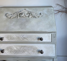 Load image into Gallery viewer, Vintage Oak Bureau, Sage Green Hand Painted Desk, Limewash Effect

