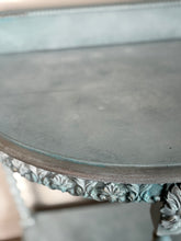 Load image into Gallery viewer, Hand Painted Blue Console Table |Oak Shabby Chic Hall Table
