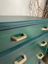 Load image into Gallery viewer, Mid Century G Plan Chest of Drawers, Hand Painted Teal
