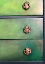 Load image into Gallery viewer, Vintage Lebus chest of drawers, hand painted green blends
