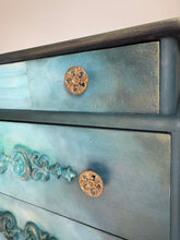 Load image into Gallery viewer, Vintage Stag chest of drawers, hand painted teal
