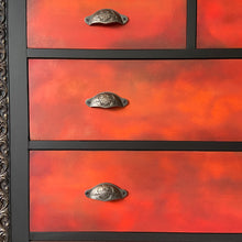 Load image into Gallery viewer, Large chest of drawers, red, orange &amp; black
