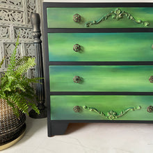 Load image into Gallery viewer, Mid century chest of drawers, black &amp; green
